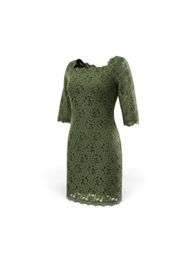 Diane Von Furstenberg Olive Lace Midi Dress